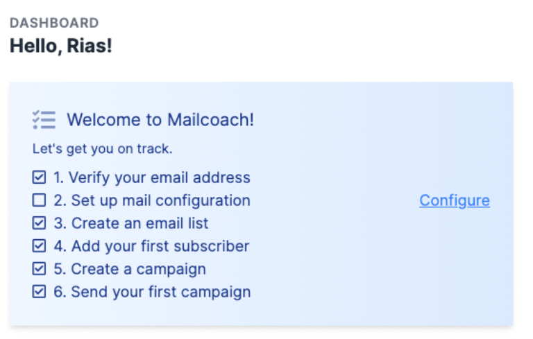 Mailcoach onboarding